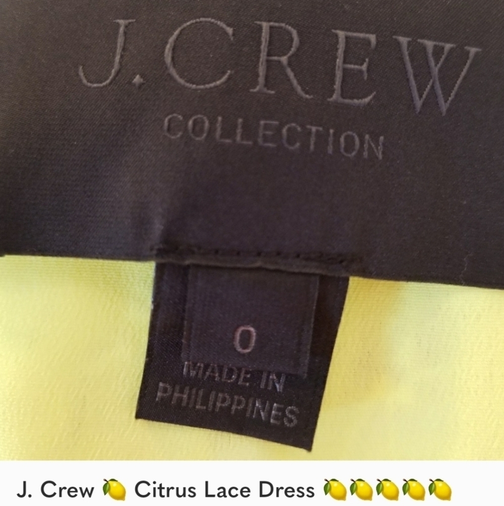 J. Crew Citrus Yellow Sleeveless Lace Dress, Size 0 - Picture 2 of 3
